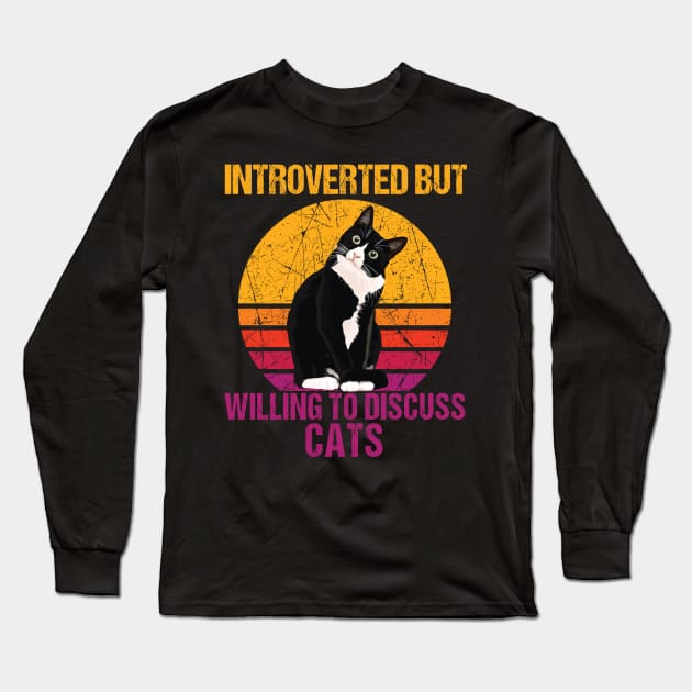 introverted but willing to discuss cats Long Sleeve T-Shirt by spantshirt